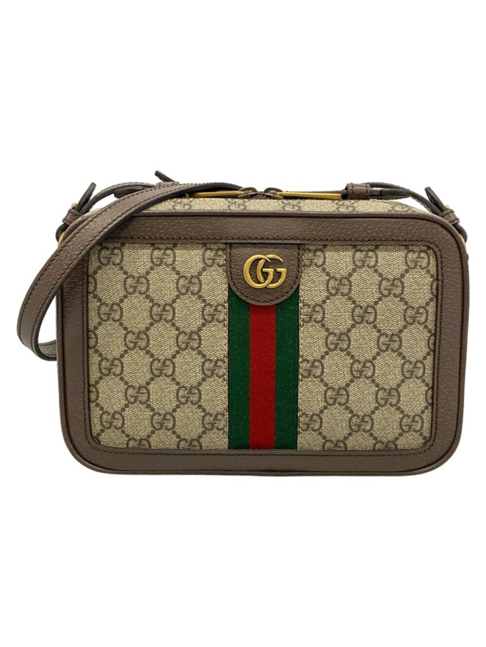 Gucci Shoulder Bag Ophidia Beige Dark Brown Multi Leather